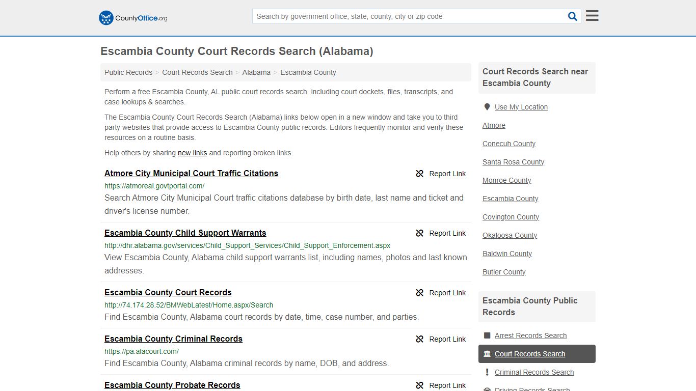 Court Records Search - Escambia County, AL (Adoptions, Criminal, Child ...