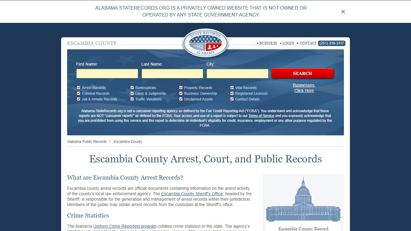 Escambia County Arrest, Court, and Public Records